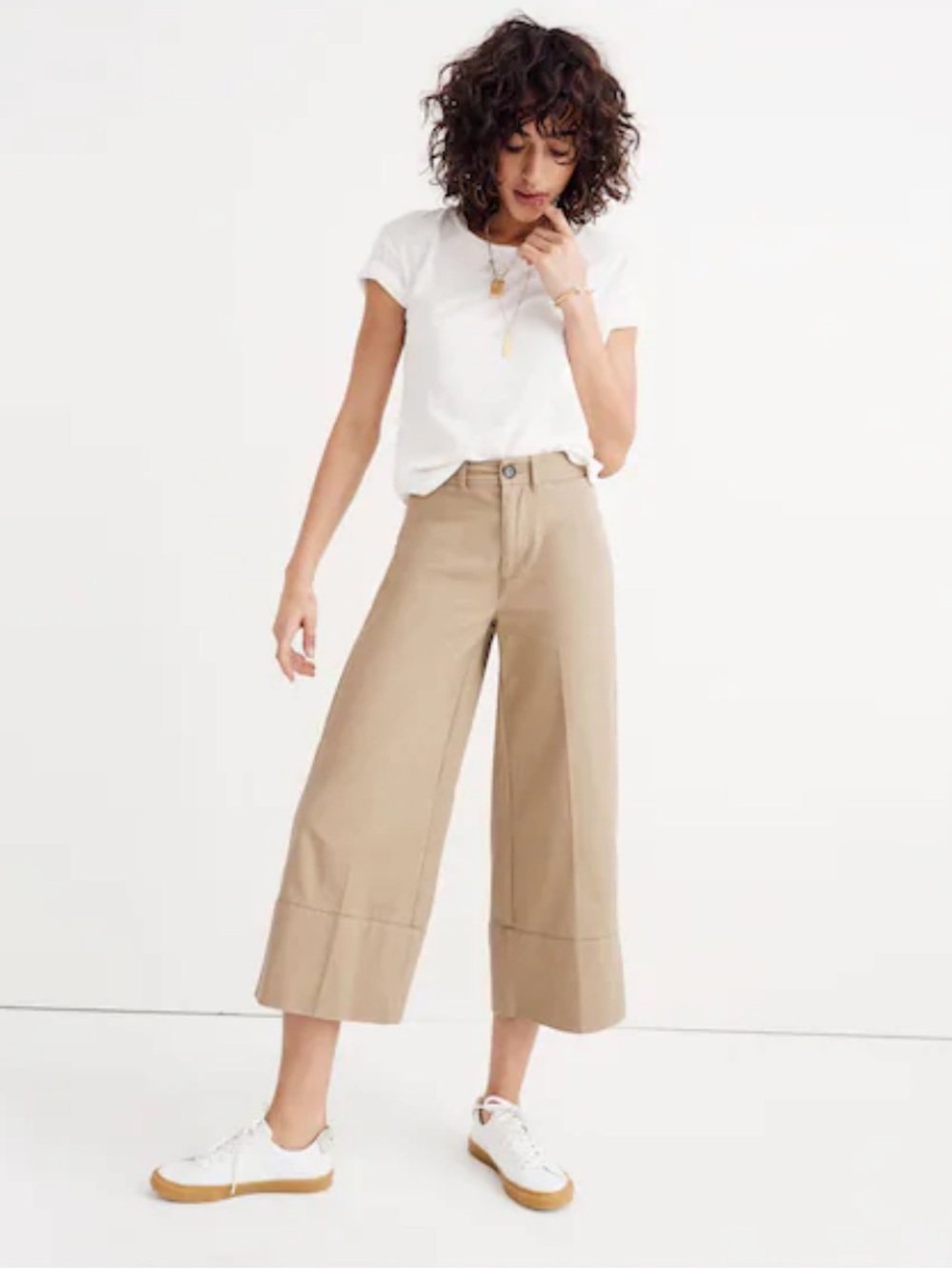 Madewell Langford Wide Leg Light Latte Khaki Cropped Pants Size 26